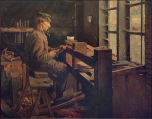 Nederlandse draaier aan het werk (Blokje-Maker) door Rudolf Gudden