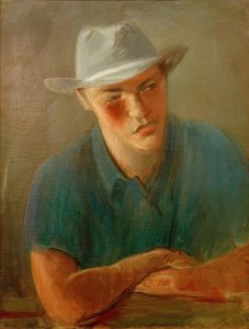 Portret van een man met hoed door Rudolf Levy