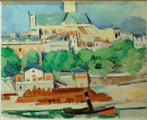 Oevers van de Seine bij St. Gervais-St. Protais door Rudolf Levy