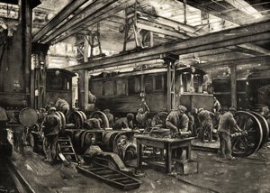 Duitse Spoorwegen - Reichsbahn reparatiewerkplaats voor elektrische locomotieven in München. 1935 door Rudolf Lipus