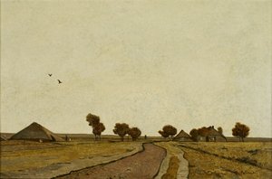 Hollands landschap met boerderijen