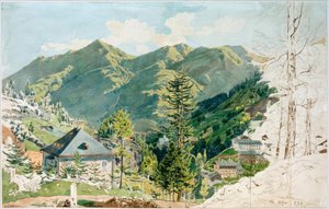 Uitzicht op Gastein met Gamskarkogel door Rudolf von Alt