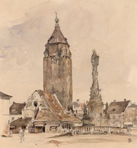 Het oude stadhuis van Korneuburg door Rudolf von Alt