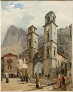 Het kathedraalplein in Cattaro door Rudolf von Alt