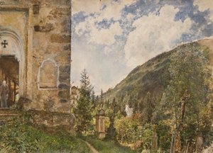 De begraafplaats in Gastein door Rudolf von Alt