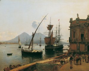De haven van Napels met Vesuvius