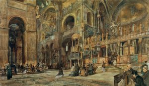 Interieur van de San Marco basiliek in Venetië door Rudolf von Alt
