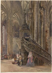 Het Interieur van de Kathedraal van Sint Stefanus in Wenen door Rudolf von Alt