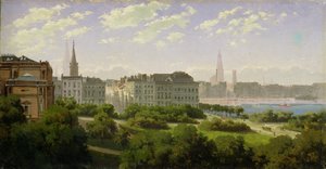 De Hamburg Kunsthalle en de Wallanlagen bij de Glockengiesserwal, 1875