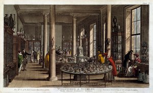 Interieur van een Wedgwood porseleinwinkel in Londen Lithografie door R. Ackermann