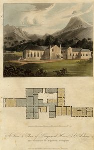 Uitzicht en Plattegrond van Longwood House, St. Helena: de Residentie van Napoleon Bonaparte, 1817