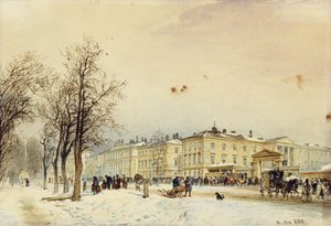 Het Noordstation, Wenen; Der Nordbahnhof, Wien, 1852 door Rudolf von Alt