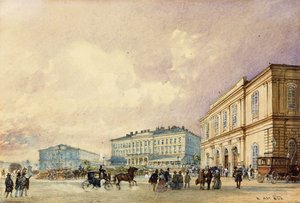 Het Zuidstation, Wenen; Der Südbahnhof, Wien, 1852 door Rudolf von Alt