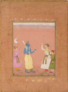 Een held begroet door prinsen, illustratie van de muzikale modus Kanada Ragini, ca. 1680 door Ruknuddin