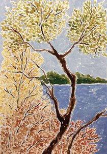 Herfstlandschap aan het meer
