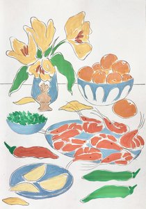 Verse bloemen en feestmaal