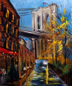 Herfst bij Brooklyn Bridge in DUMBO New York door Ruslana Levandovska