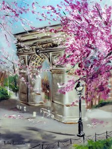 Kersenbloesems in Washington Square Park New York door Ruslana Levandovska