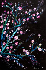 Kersenbloesems in Zwart door Ruslana Levandovska