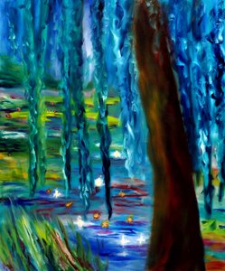 Monet Japanse tuin in Giverny rechterpaneel, 2024 (olieverf op doek) door Ruslana Levandovska