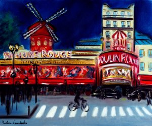 Moulin Rouge Avond Parijs, 2024 (olieverf op doek)