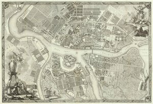 Kaart van Petersburg Boek ter gelegenheid van de 50e verjaardag van de oprichting van Sint-Petersburg, 1753 door Russian Master
