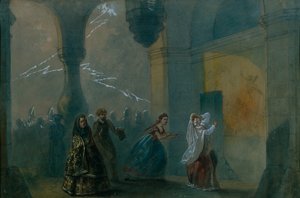 Decorontwerp voor het toneelstuk De Storm van A. Ostrovsky, midden 19e eeuw door Russian Master