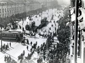 Demonstratie in St. Petersburg tegen het Lena-bloedbad in Siberië, april 1912