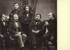 L N Tolstoi met schrijvers-bijdragers van het tijdschrift 