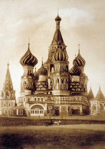 Sint-Basiliuskathedraal, Rode Plein, Moskou, c. 1890 door Russian Photographer