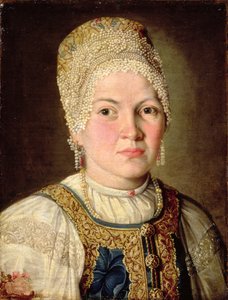 Portret van een vrouw in Russische klederdracht, 1769
