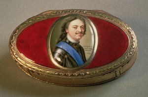 Snuffeldoos met portretminiatuur van Peter de Grote, 1727
