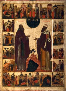 Sint Cyrillus van Witte Meer en Sint Cyrillus van Alexandrië, tweede helft van de 18e eeuw door Russian icon.