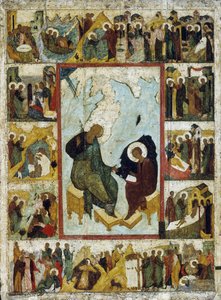 Sint Johannes de Evangelist op Patmos met Scènes uit Zijn Leven, begin 16e eeuw