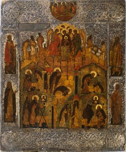 De Openbaring van de Maagd Maria aan Sint Alexander Svirsky, 1600s door Russian icon.