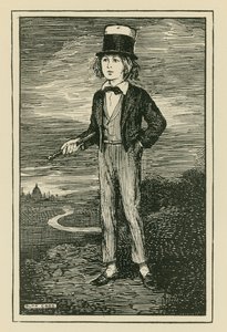 Een denkbeeldig portret van Charles Dickens als jonge jongen (gravure) door Ruth Cobb
