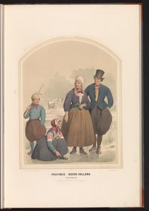 Klederdracht van eiland Marken in Noord-Holland, 1857 door Ruurt de Vries