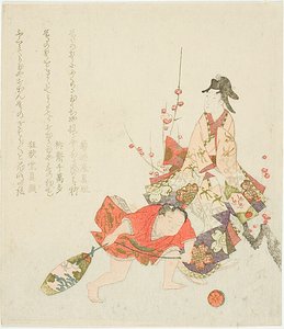 Nieuwjaars Surimono door Ryuryukyo Shinsai
