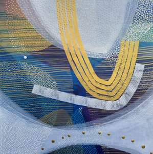 Glinsterend blauw-goud abstract door SAN STARLING