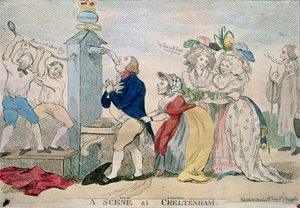Een Scène in Cheltenham. Satirische Cartoon