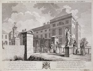 Een Perspectief van het Weeshuis met Emblematische Figuren, 1749 door S. Vale