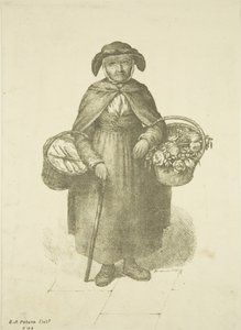 Oude bloemenverkoper van Kingswood, ca. 1828 door S. or D. A. Peters
