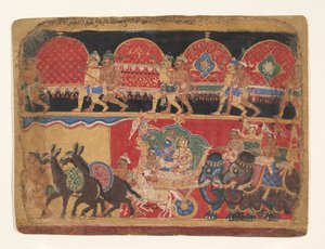 Krishna en de Kshatriya Meisjes gaan naar Dvaraka door Sa Nana