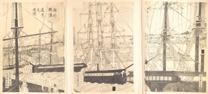 Buitenlandse Schepen voor de kust bij Yokohama, 19e eeuw