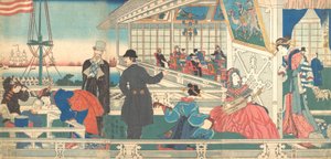 Huis van buitenlandse kooplieden in Yokohama, 9e maand, 1861 door Sadahide Utagawa