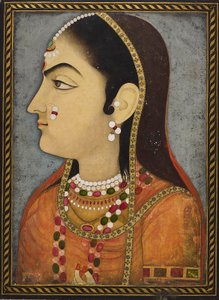 Portret van een dame, ca. 1800 door Sahib Ram
