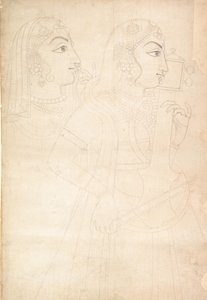 Zanger en Sarinda-speler, ca. 1800 door Sahib Ram