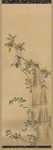 Roze en witte bloemen en strooien bedekkingen, Edo-periode, 1761-1828