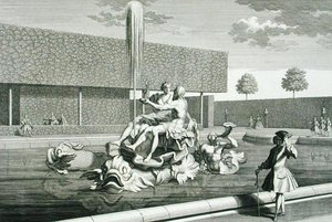 De fontein van Neptunus en Thetis in het Belvedere Paleis, Wenen, gegraveerd door Jakob Gottlieb Thelott, gepubliceerd c.1730-40 door Salomon (after) Kleiner