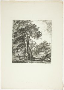 Schapen bij een standbeeld van Pan, plaat vijf uit Paysages Dédiés à M. Warelet door Salomon Gessner